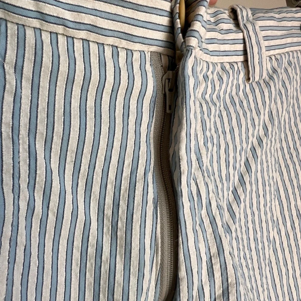 ts(s) Striped Seersucker Trousers Size 36 Blue White Made in Japan Cotton Pants